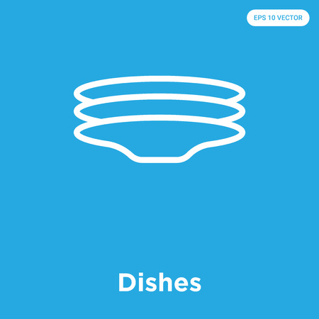 Dishes vector icon isolated on blue background, sign and symbolのイラスト素材