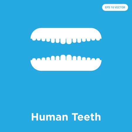 Human Teeth vector icon isolated on blue background, sign and symbolのイラスト素材