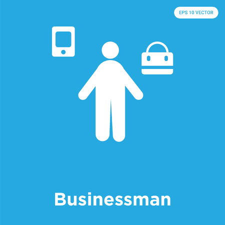 Businessman vector icon isolated on blue background, sign and symbolのイラスト素材