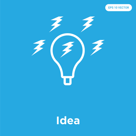 Idea vector icon isolated on blue background, sign and symbolのイラスト素材