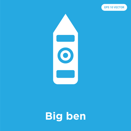 Big ben vector icon isolated on blue background, sign and symbolのイラスト素材