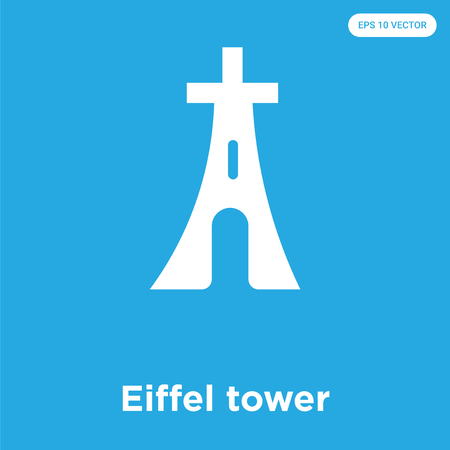 Eiffel tower vector icon isolated on blue background, sign and symbolのイラスト素材