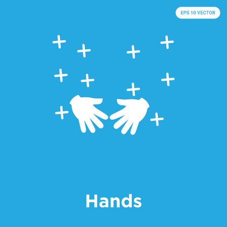 Hands vector icon isolated on blue background, sign and symbolのイラスト素材