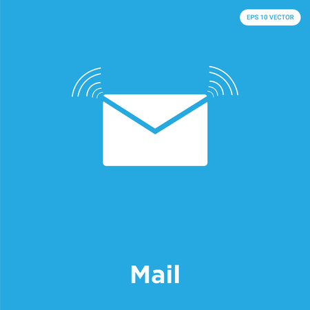 Mail vector icon isolated on blue background, sign and symbolのイラスト素材