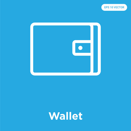 Wallet vector icon isolated on blue background, sign and symbolのイラスト素材