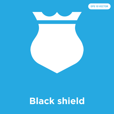 Black shield vector icon isolated on blue background, sign and symbol, Black shield icons collectionのイラスト素材