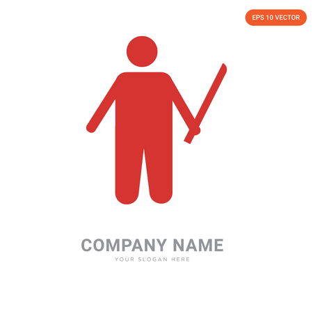 Teacher with stick company logo design template, Teacher with stick logotype vector icon, business corporativeのイラスト素材