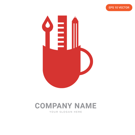 Pencil case company logo design template, Pencil case logotype vector icon, business corporativeのイラスト素材