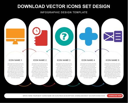 5 vector icons such as  Agenda, Help, aid, for infographic, layout, annual report, pixel perfect iconのイラスト素材