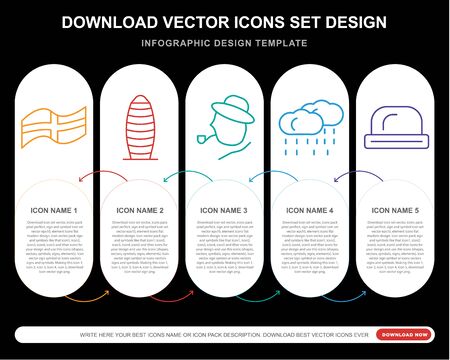 5 vector icons such as England, Gherkin,  Rainy, Bowler for infographic, layout, annual report, pixel perfect iconのイラスト素材