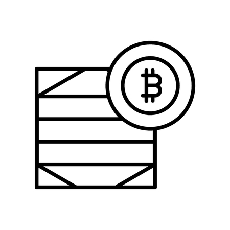Bitcoin icon vector isolated on white background, Bitcoin transparent sign , thin line design elements in outline styleのイラスト素材