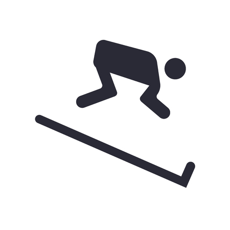 Skiing down hill icon vector isolated on white background for your web and mobile app design, Skiing down hill logo conceptのイラスト素材