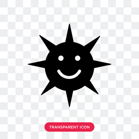 Smiling Sun vector icon isolated on transparent background, Smiling Sun logo conceptのイラスト素材