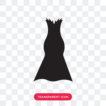 Long black gown vector icon isolated on transparent background, Long black gown logo conceptのイラスト素材