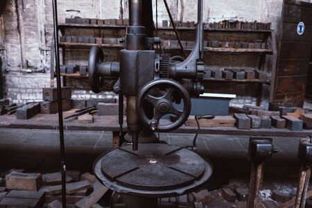 Old machine in an industry museum in germany. Fromer scissor factoryの写真素材