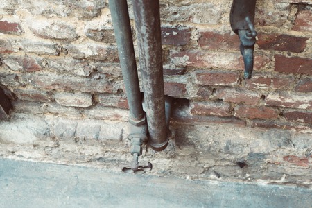 wall with installations in an old factoryの写真素材