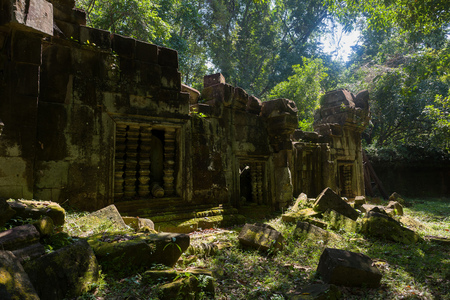 Chau Srei Vibol temple ruins close to Angkor Wat in Cambodiaの写真素材