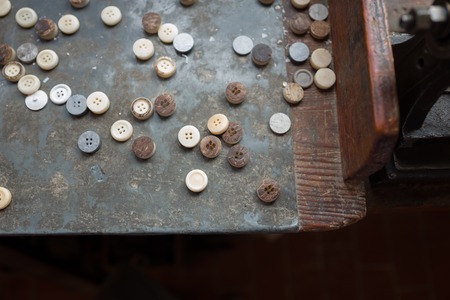 Buttons in an old workshopの写真素材