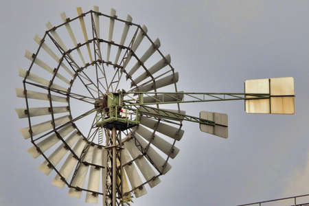 View of a steel wind turbine for generating electricityの写真素材