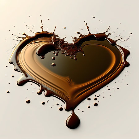 Coffee splash in the shape of heart, liquid heart cofee splatter, Valentine's day generative aiの素材