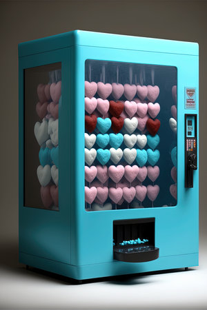 Love vending machine, distributing love, buying love, Valentine's day generative ai illustrationの素材