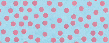Pink dots on blue background bannerの写真素材