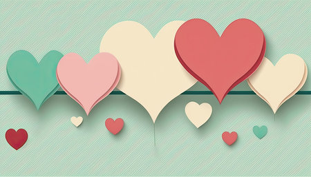 Valentine's day background banner with hearts. Illustration.の素材