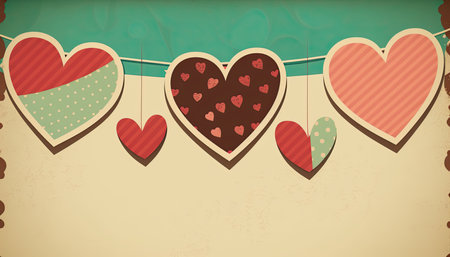 Retro hearts banner with copy space, love vintage bannerの素材