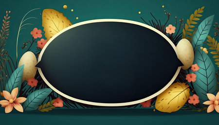 Floral Easter egg banner with oval copy space, spring background cardの素材