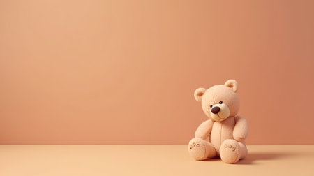 Cute teddy bear on orange background. 3d rendering.の素材