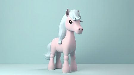 3d rendering of a white pony standing in front of a blue backgroundの素材
