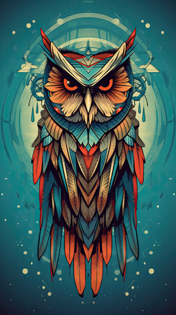 Tribal owl. Vector illustration for tattoo or T-shirt designの素材