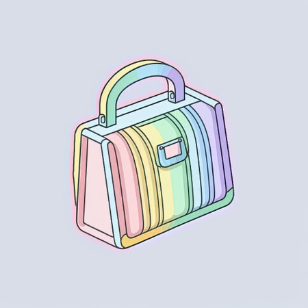 Pastel rainbow suitcase icon in isometric styleの素材