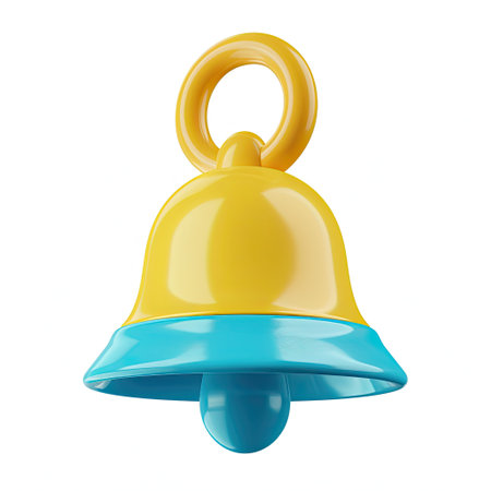 Bell on a white background. 3d rendering, 3d illustration.の素材