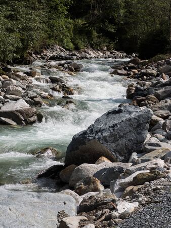 Creek downstream with stony shore