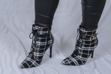 legs in black shoesの写真素材