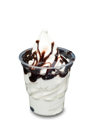 ice cream with jam, on a white backgroundの写真素材