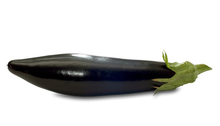 one eggplant,on white backgroundの写真素材