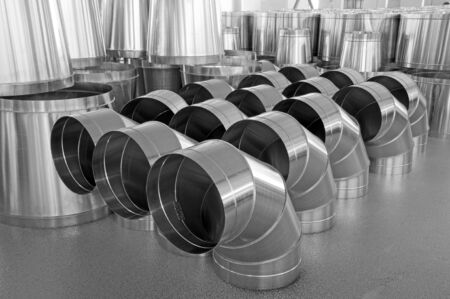 pipes from stainless steel, are used in ventilation systemsの写真素材