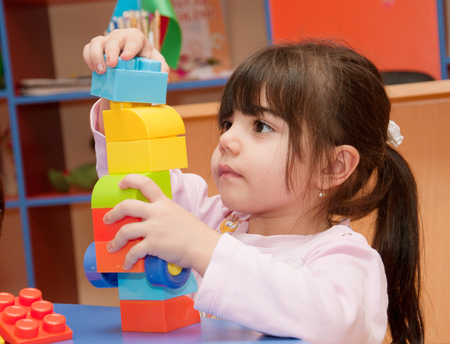 The baby collects a design from separate partsのeditorial素材