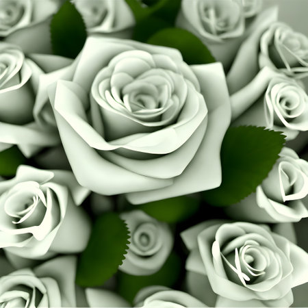 White roses background with copy space for text or image. 3D renderingの素材