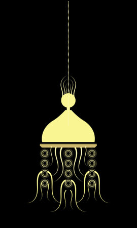Vector illustration of a christmas bell lantern bulb on a black background. EPS 10のイラスト素材