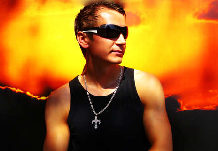 guy in sunglassesの写真素材