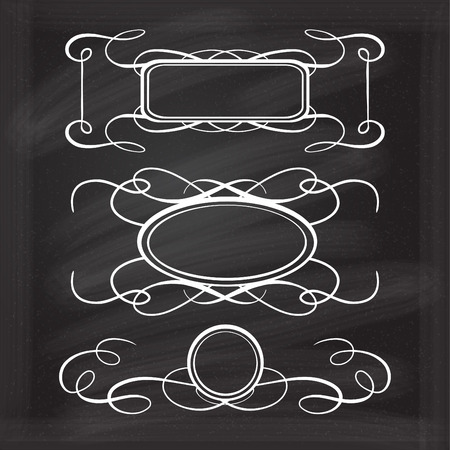 Vector frames set on the chalkboard.のイラスト素材