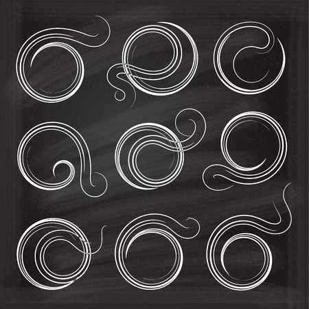 Vector spirals design elements on the chalkboardのイラスト素材