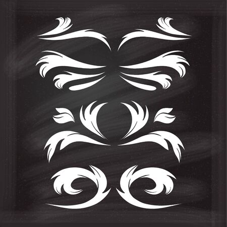 Set of elegant floral elements for your design on the chalkboard.のイラスト素材