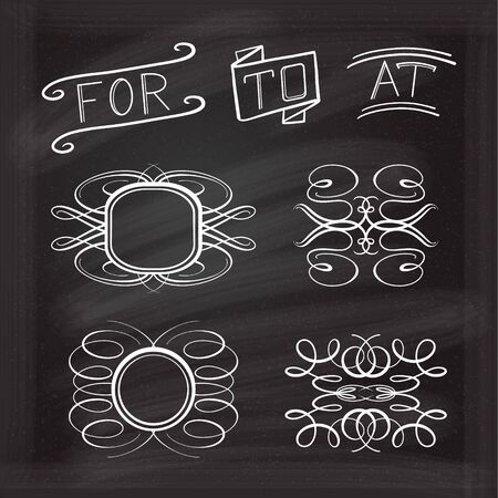 Set of elegant calligraphic elements for your design on the chalkboard.のイラスト素材