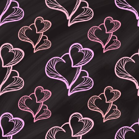 Vector seamless hearts pattern on a chalkboard backgroundのイラスト素材