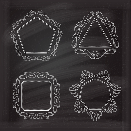 Calligraphy frames on the chalk background for your design.のイラスト素材