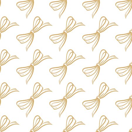 Gold bows seamless pattern on a white backgroundのイラスト素材